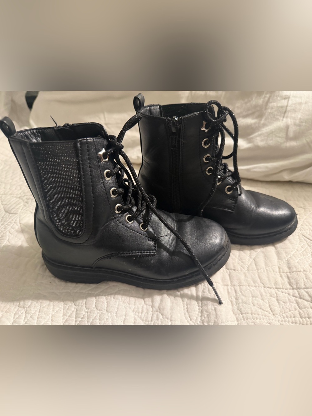 Kohl's Kids Black Lace-Up Side-Zip Combat Boots